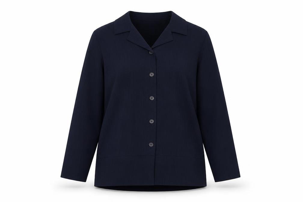 Mackays Womens Blue Polyester Basic Button-Up Size 12 Collared