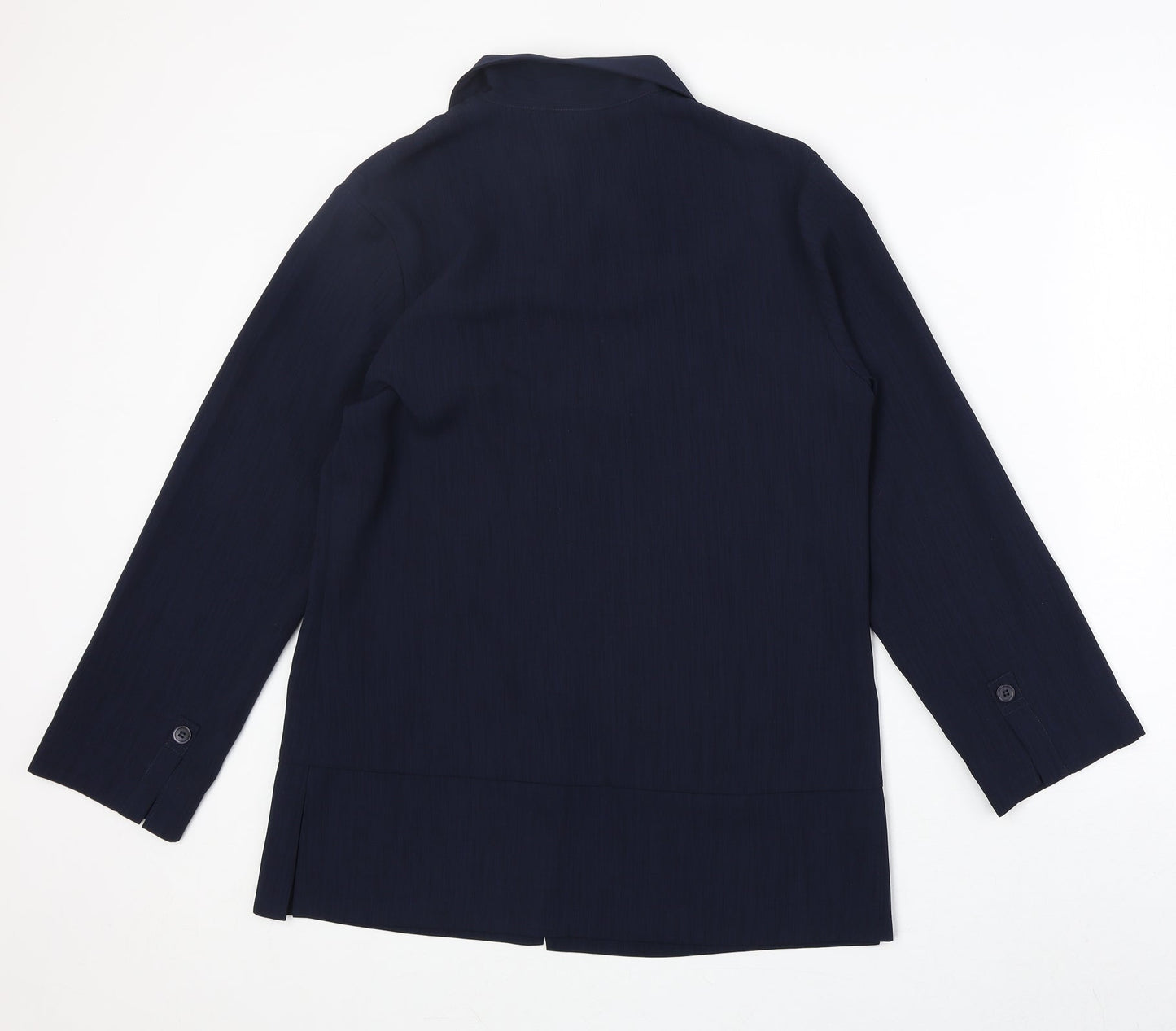 Mackays Womens Blue Polyester Basic Button-Up Size 12 Collared