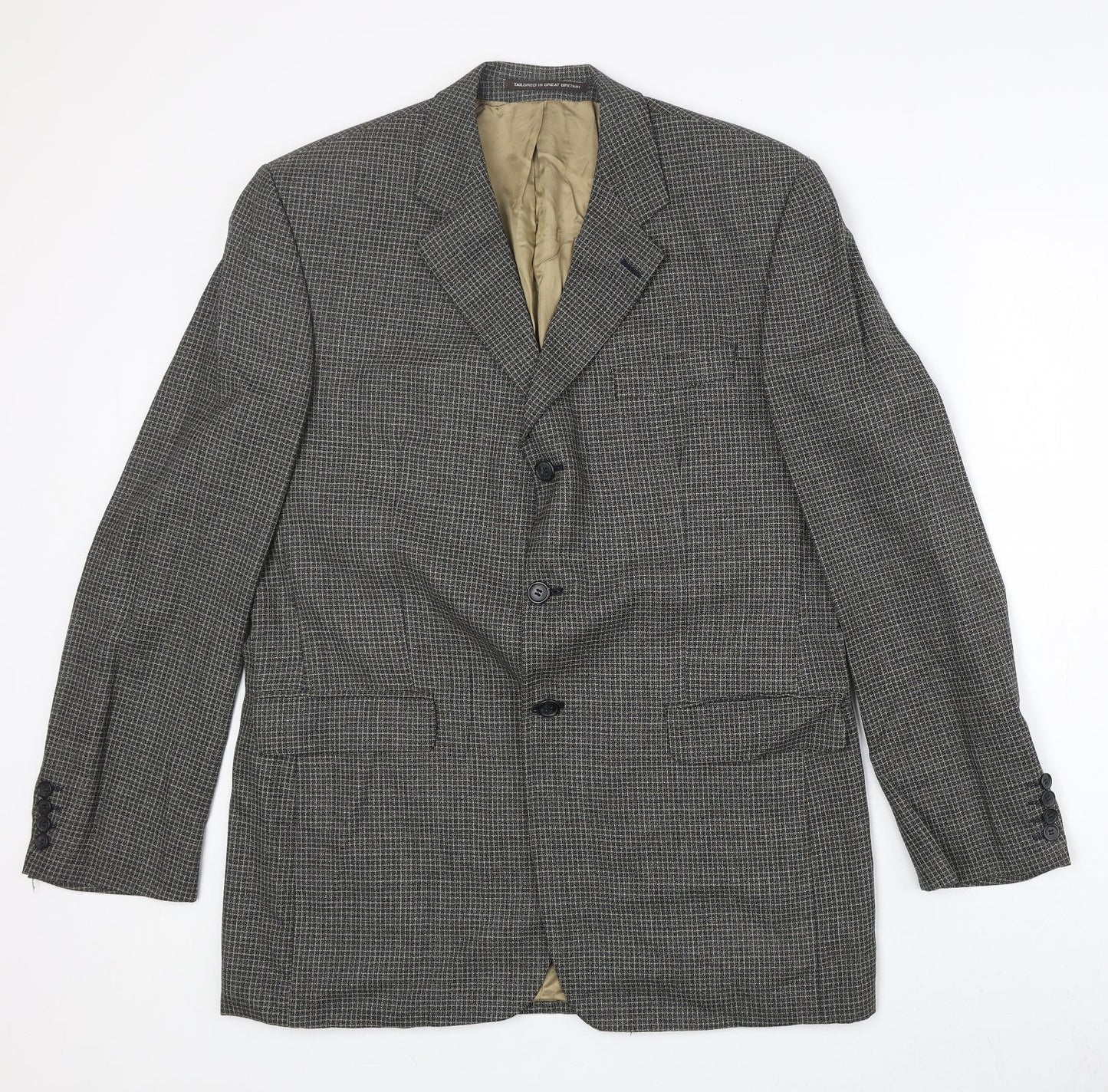 The British Tailor Mens Grey Geometric Wool Jacket Suit Jacket Size 42 Regular