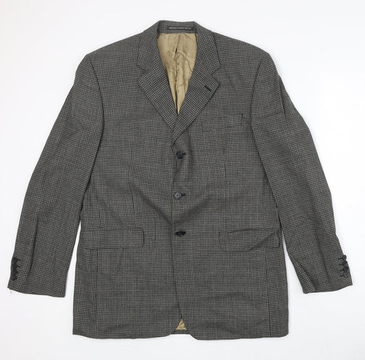 The British Tailor Mens Grey Geometric Wool Jacket Suit Jacket Size 42 Regular