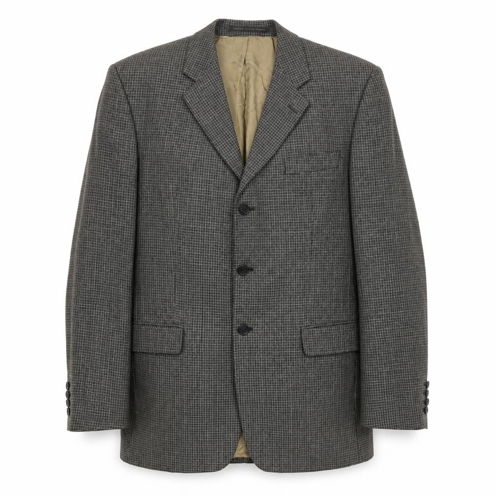 The British Tailor Mens Grey Geometric Wool Jacket Suit Jacket Size 42 Regular