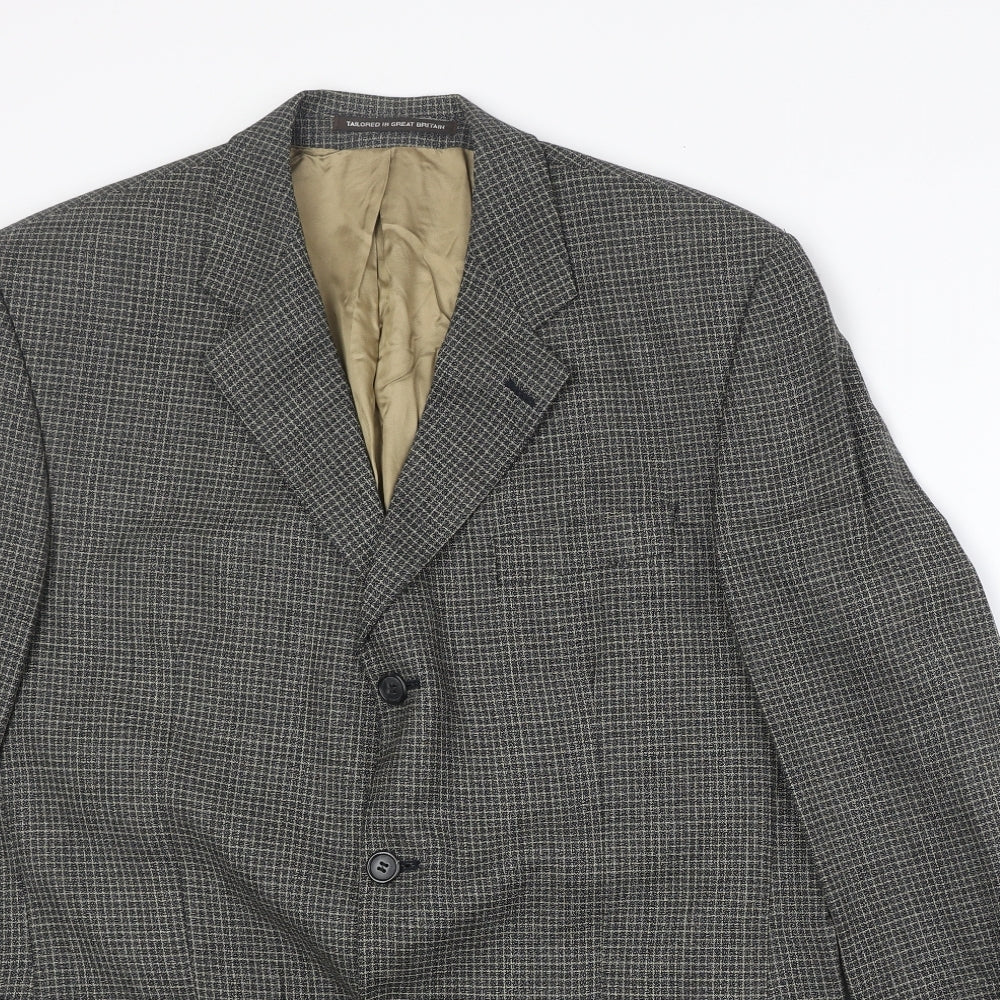 The British Tailor Mens Grey Geometric Wool Jacket Suit Jacket Size 42 Regular