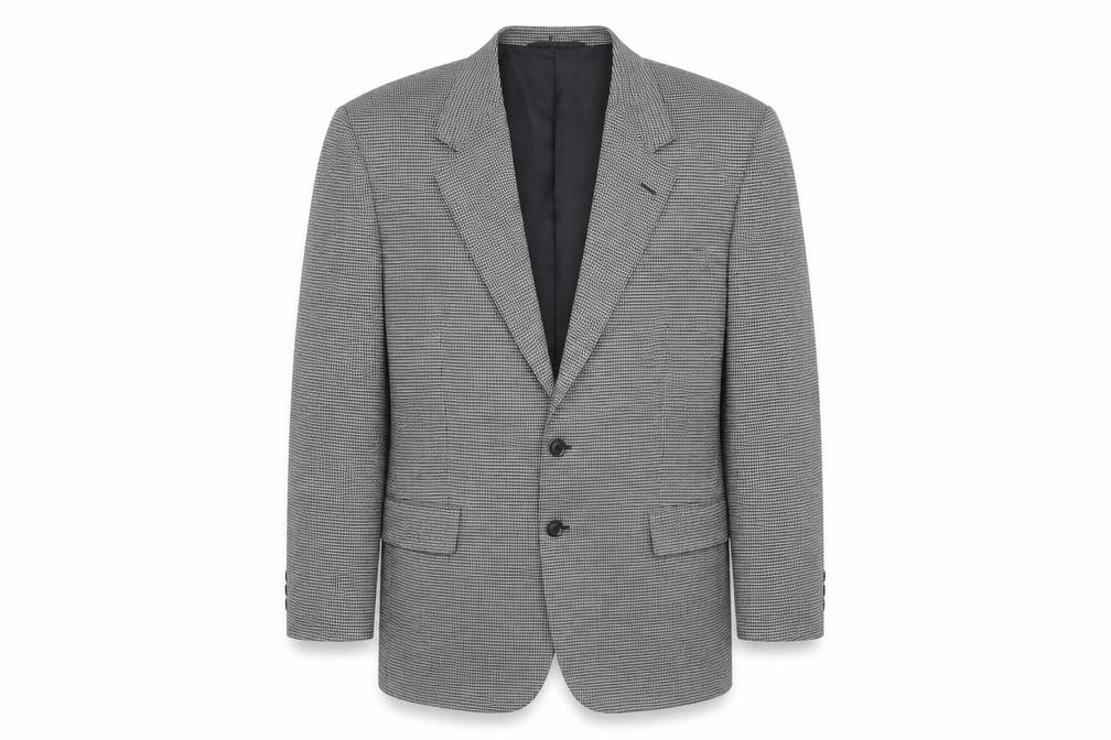 Avenue Mens Grey Geometric Polyester Jacket Suit Jacket Size 42 Regular
