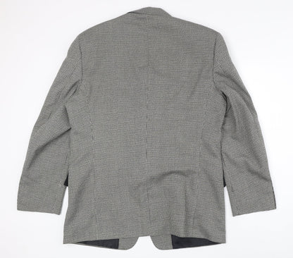Avenue Mens Grey Geometric Polyester Jacket Suit Jacket Size 42 Regular