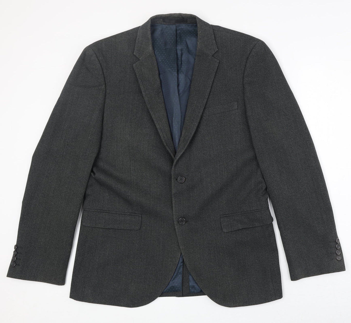 NEXT Mens Grey Polyester Jacket Suit Jacket Size 40 Regular