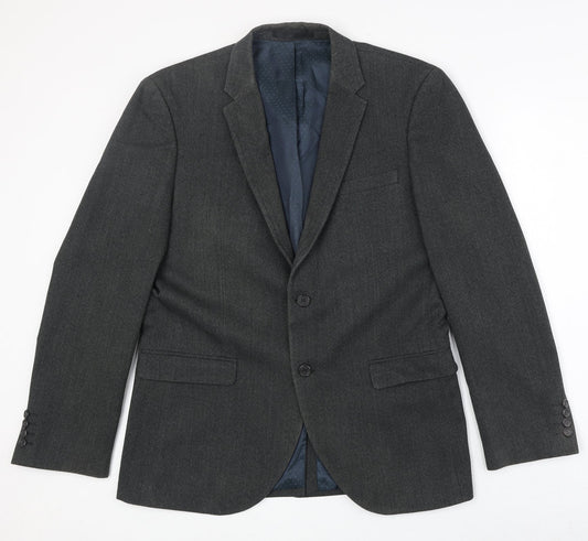 NEXT Mens Grey Polyester Jacket Suit Jacket Size 40 Regular