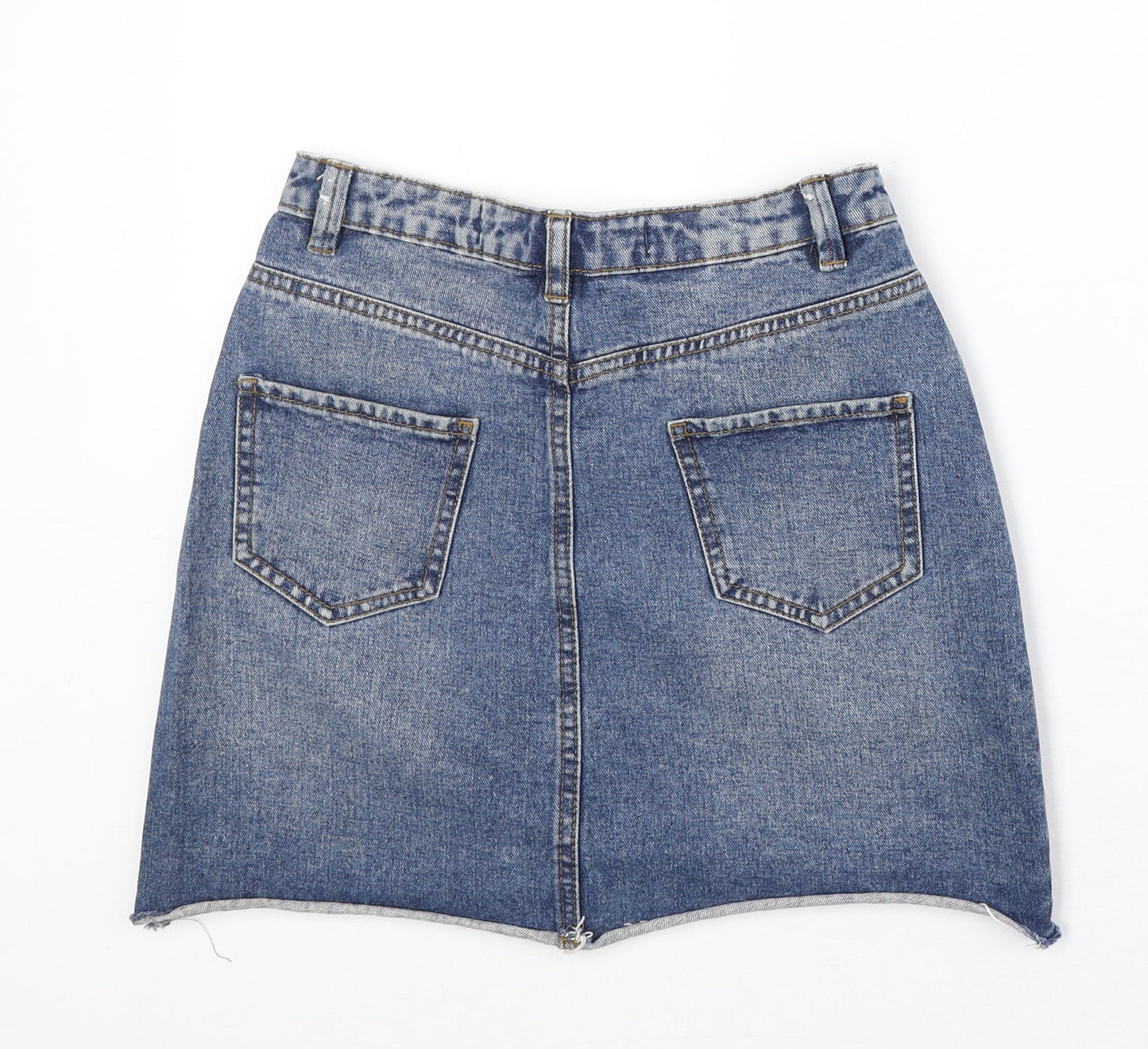 Denim & Co. Womens Blue Cotton A-Line Skirt Size 6 Zip