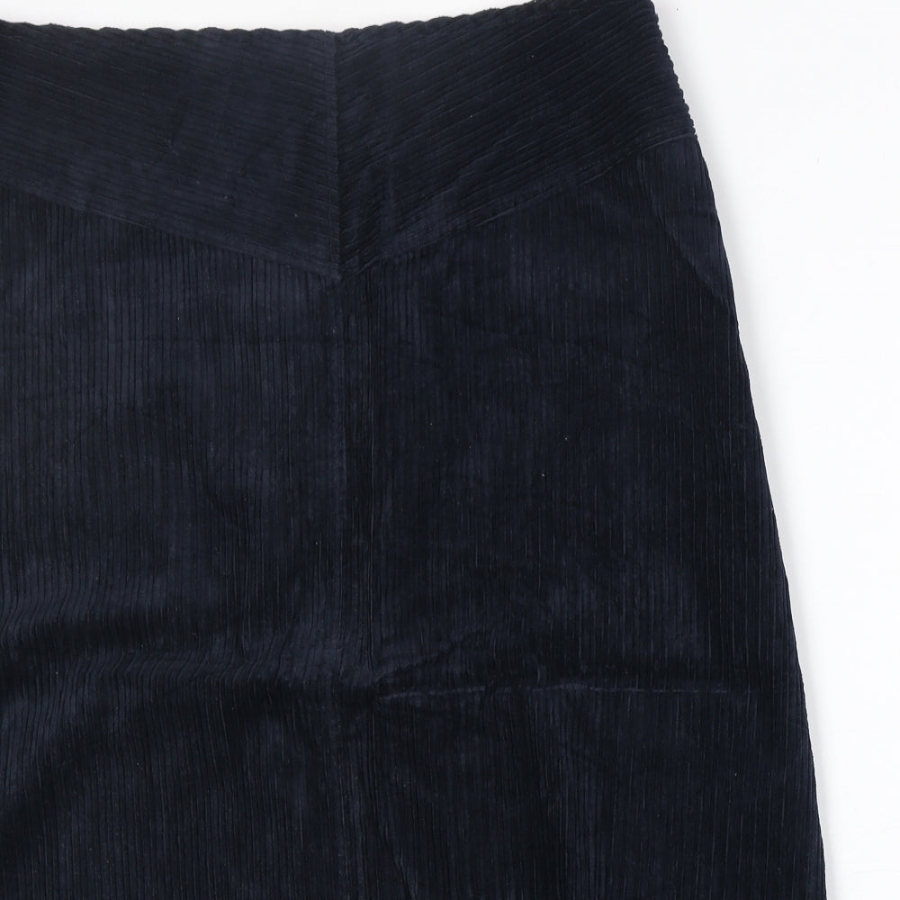 Adini Womens Blue Polyester A-Line Skirt Size M Zip