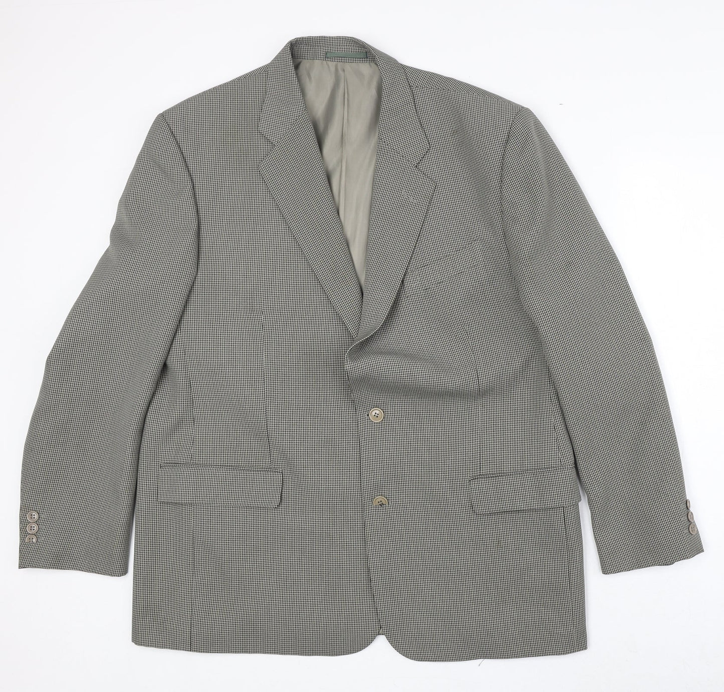 Simon Taylor Mens Beige Geometric Polyester Jacket Blazer Size 46 Regular