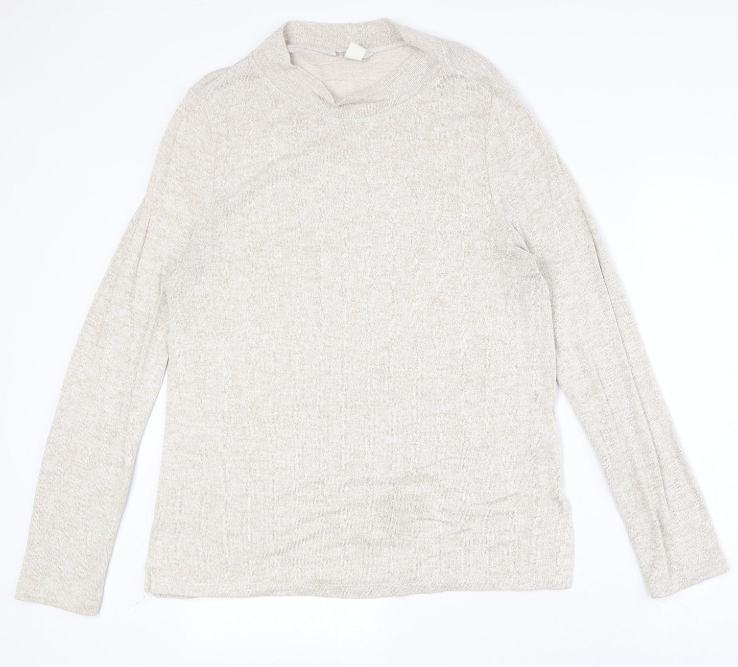 H&M Womens Beige Round Neck Polyester Pullover Jumper Size M