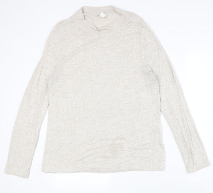 H&M Womens Beige Round Neck Polyester Pullover Jumper Size M