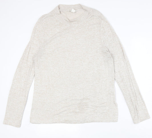 H&M Womens Beige Round Neck Polyester Pullover Jumper Size M