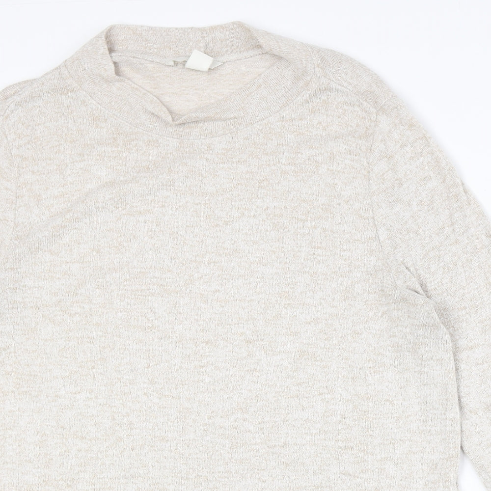 H&M Womens Beige Round Neck Polyester Pullover Jumper Size M