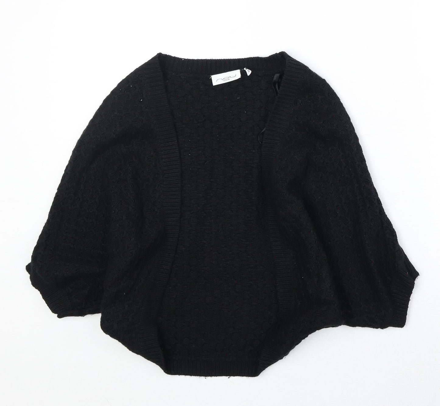 New Look Womens Black V-Neck Acrylic Cardigan Jumper Size 10