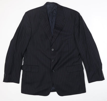 Beale & Inman Mens Blue Striped Wool Jacket Suit Jacket Size 42 Regular