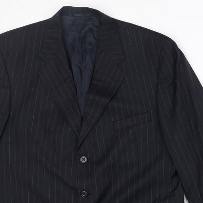 Beale & Inman Mens Blue Striped Wool Jacket Suit Jacket Size 42 Regular