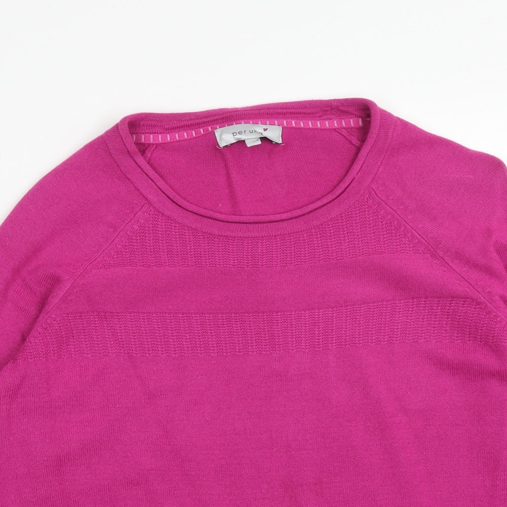 Per Una Womens Purple Round Neck Acrylic Pullover Jumper Size 16