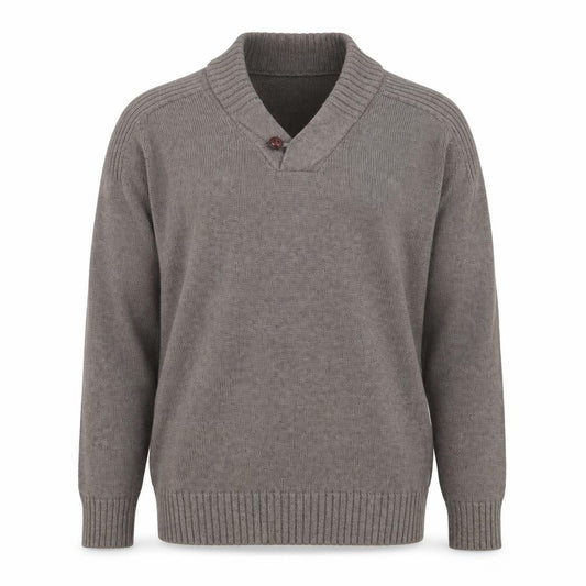 Easy Mens Brown V-Neck Cotton Pullover Jumper Size M Long Sleeve