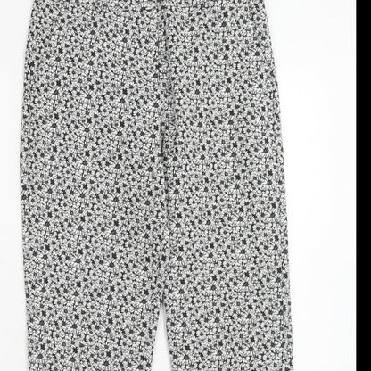 Miss Selfridge Womens Black Floral Polyester Trousers Size 8 Regular Hook & Eye