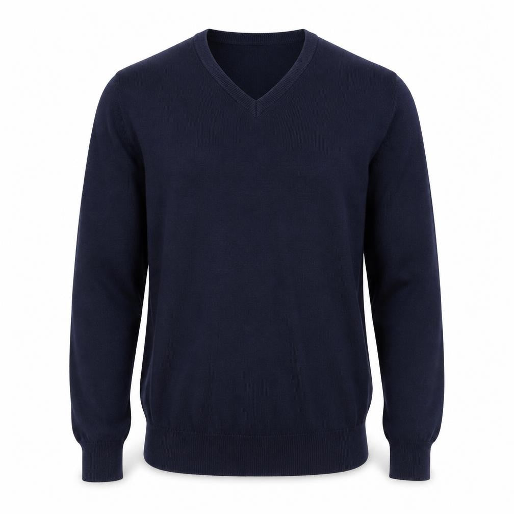 Marks & Spencer Mens Blue V-Neck Cotton Pullover Jumper Size S Long Sleeve