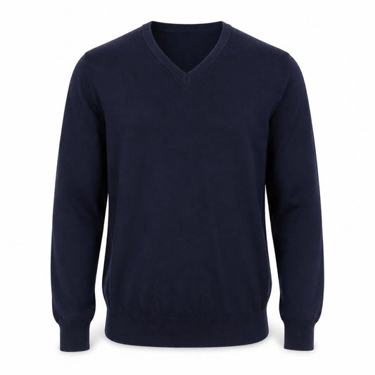 Marks & Spencer Mens Blue V-Neck Cotton Pullover Jumper Size S Long Sleeve