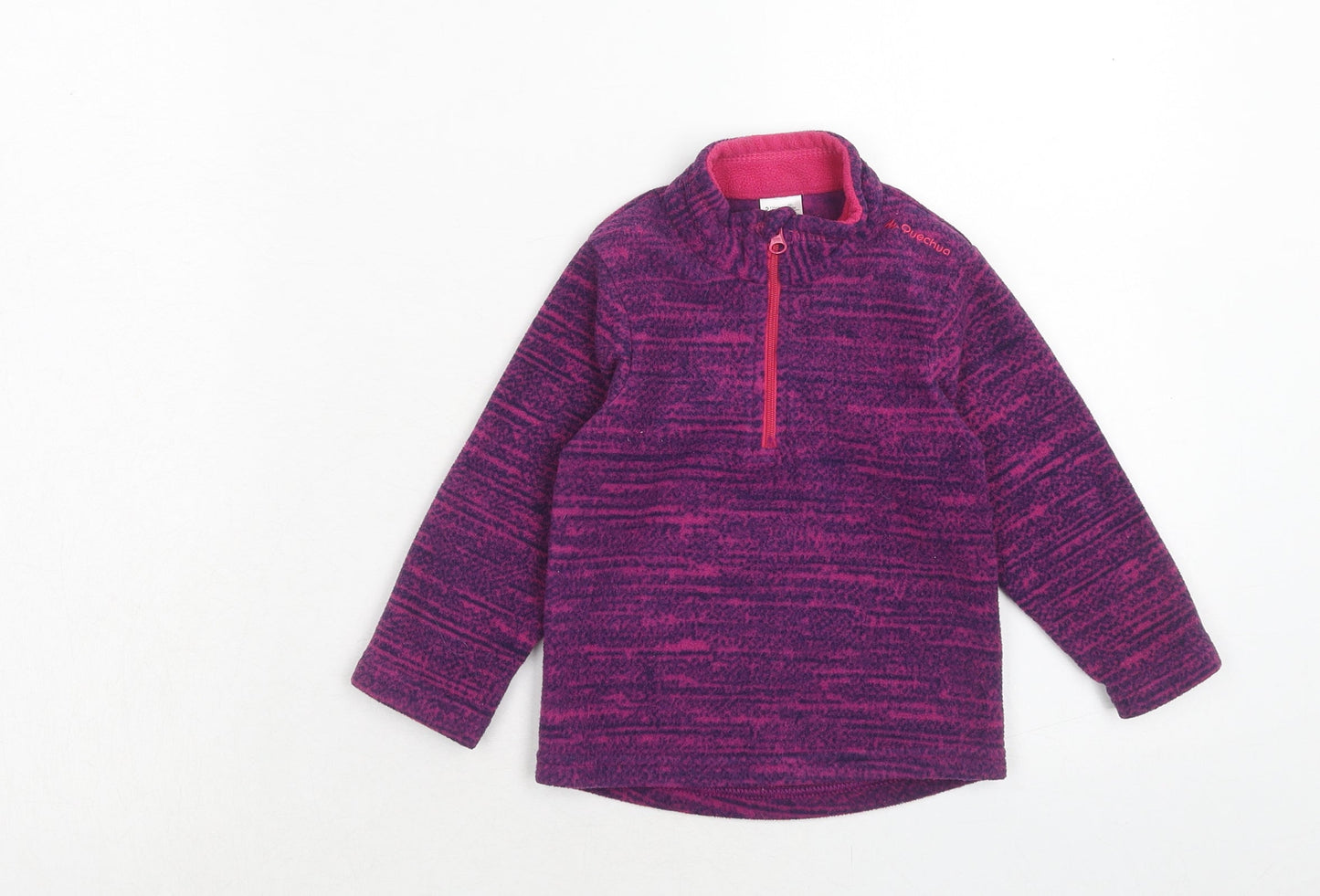 DECATHLON Girls Purple Polyester Pullover Sweatshirt Size 2 Years Zip