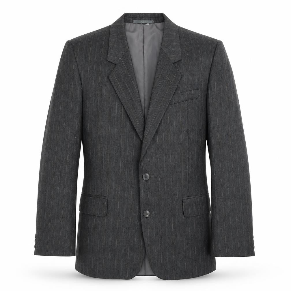 Hand Grade Mens Grey Striped Polyester Jacket Suit Jacket Size 42 Regular
