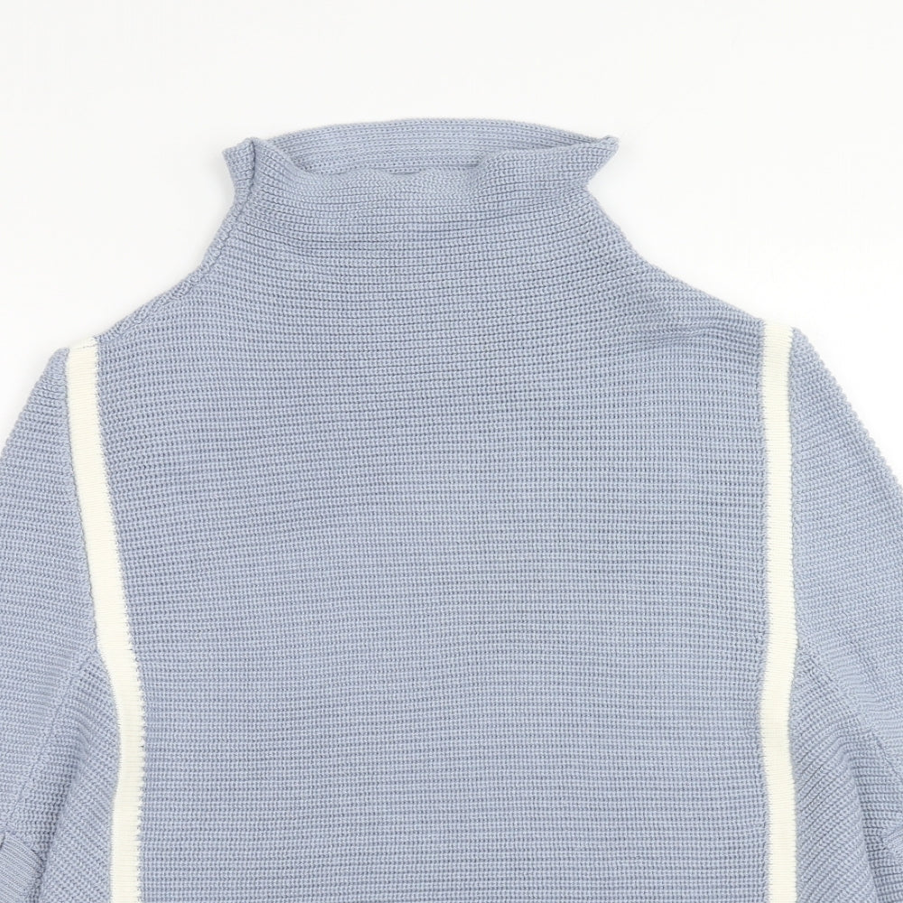 RMK Womens Blue High Neck Acrylic Pullover Jumper Size M