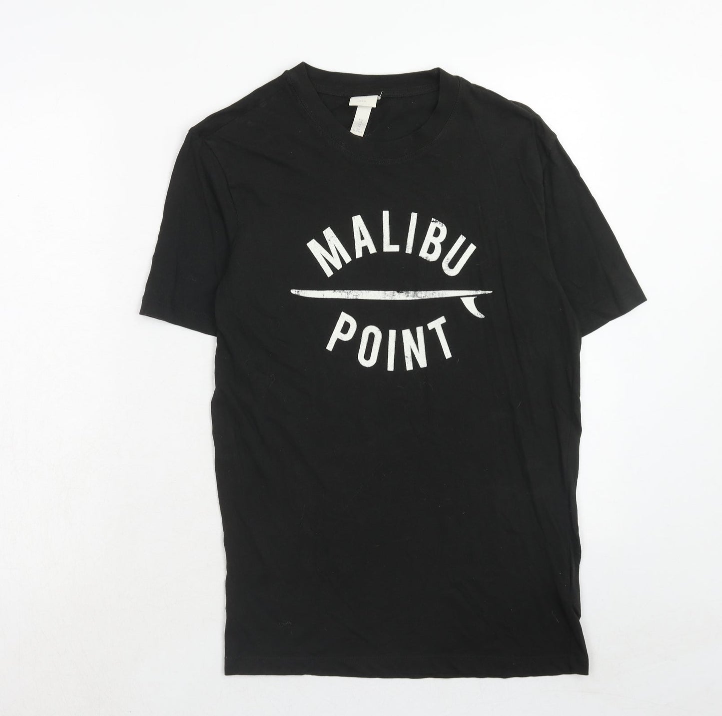 H&M Womens Black Cotton Basic T-Shirt Size XS Round Neck - Malibu