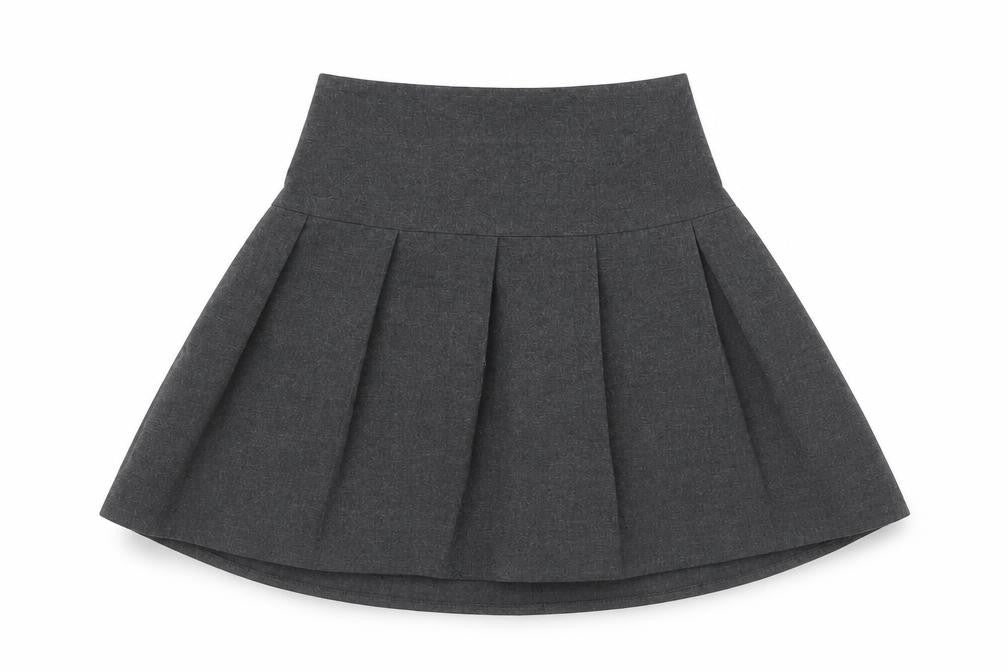 Marks & Spencer Girls Grey Polyester Flare Skirt Size 5-6 Years Regular Pull On