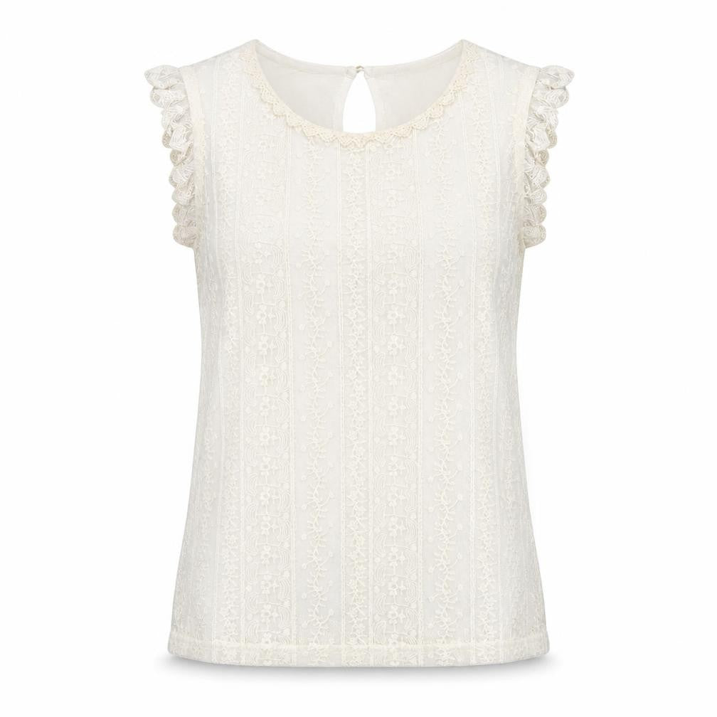 New Look Womens Ivory Cotton Basic Tank Size 8 Round Neck