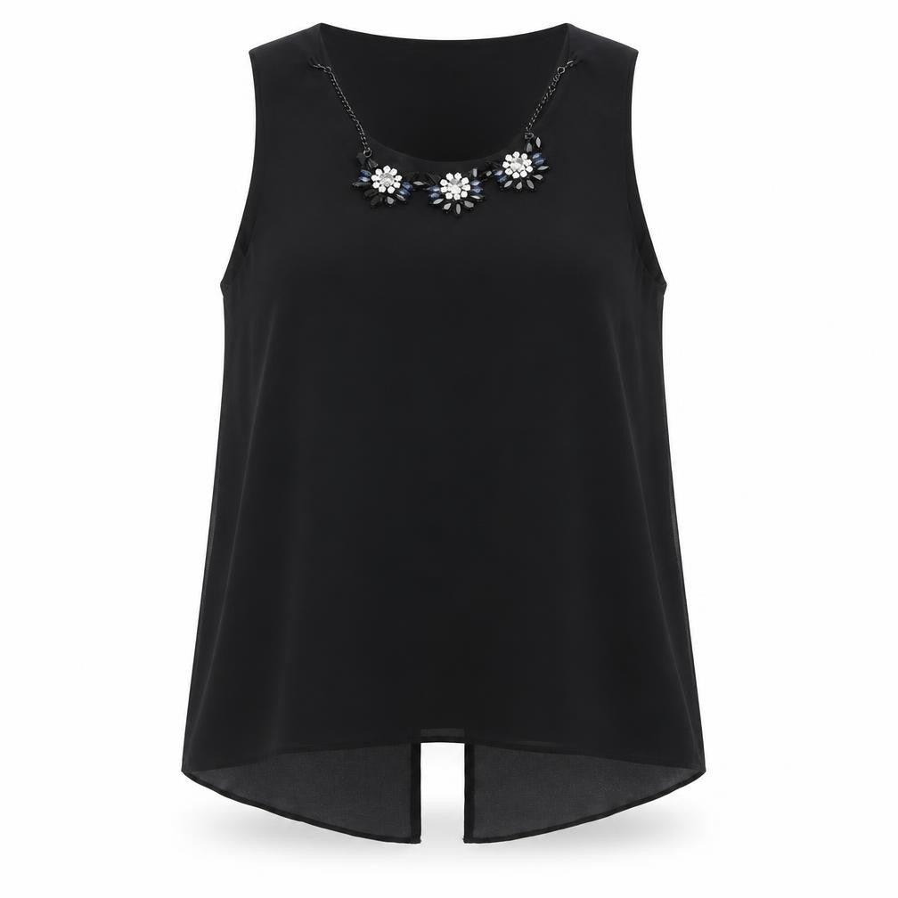 New Look Womens Black Polyester Basic Blouse Size 8 Round Neck
