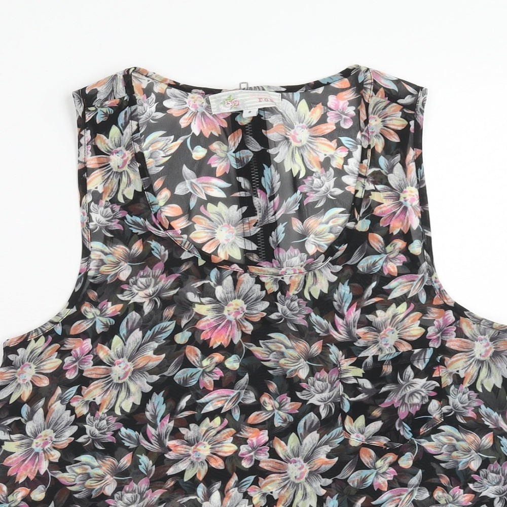 Cameo Rose Womens Multicoloured Floral Polyester Basic Blouse Size 8 Scoop Neck