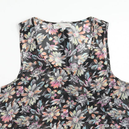 Cameo Rose Womens Multicoloured Floral Polyester Basic Blouse Size 8 Scoop Neck