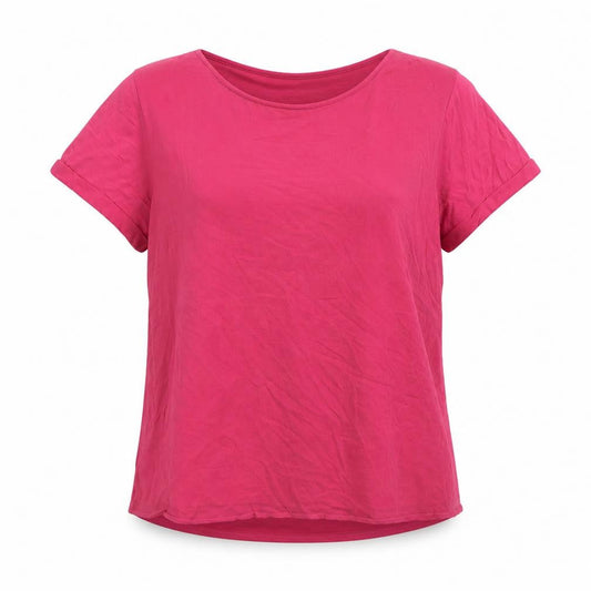 Marks & Spencer Womens Pink Viscose Basic T-Shirt Size 14 Round Neck