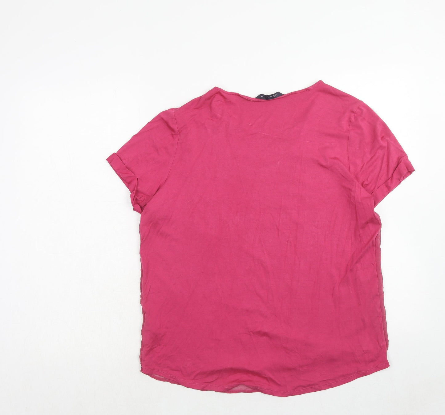 Marks and Spencer Womens Pink Viscose Basic T-Shirt Size 14 Round Neck