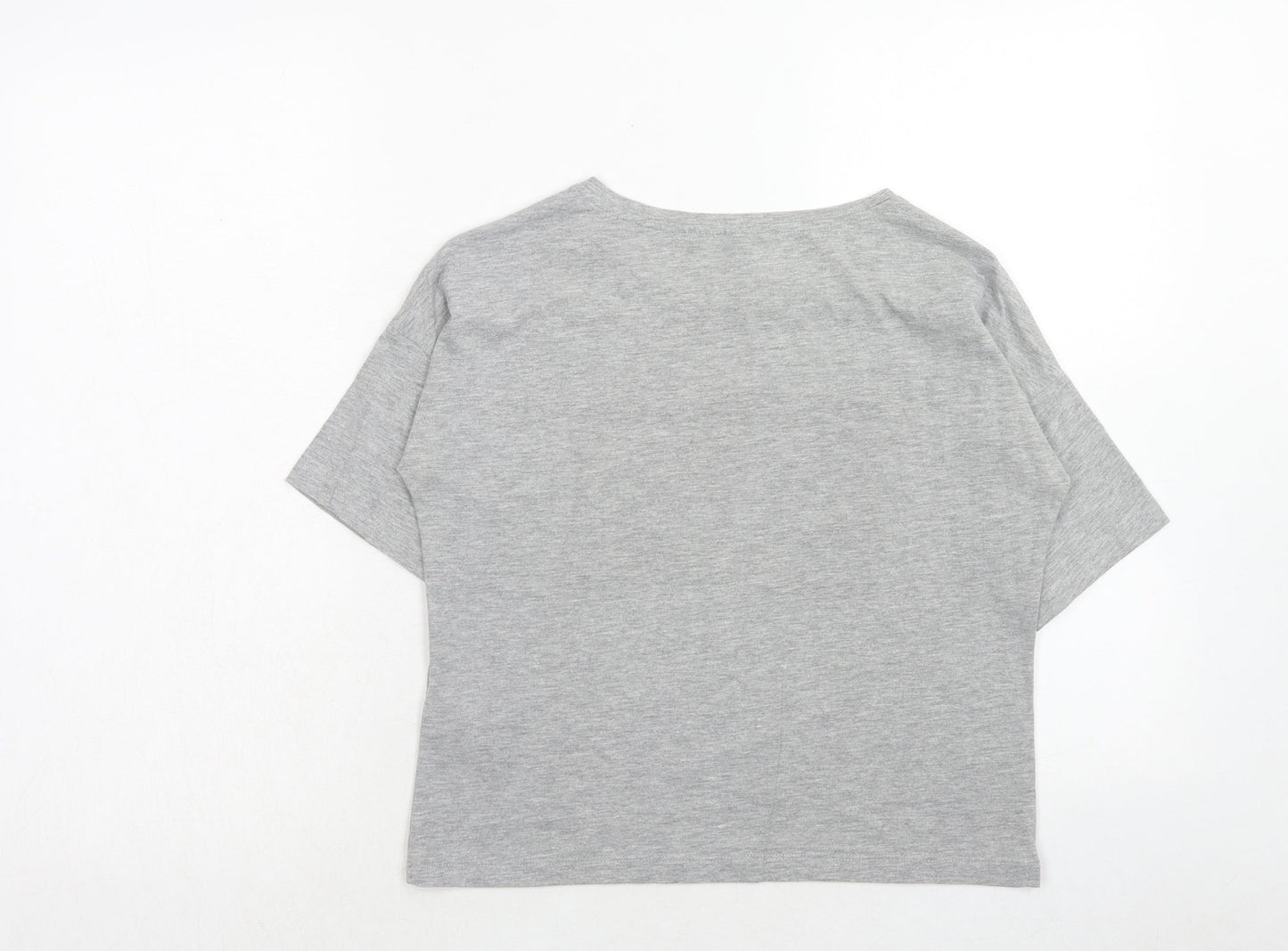 H&M Womens Grey Cotton Basic T-Shirt Size S Round Neck