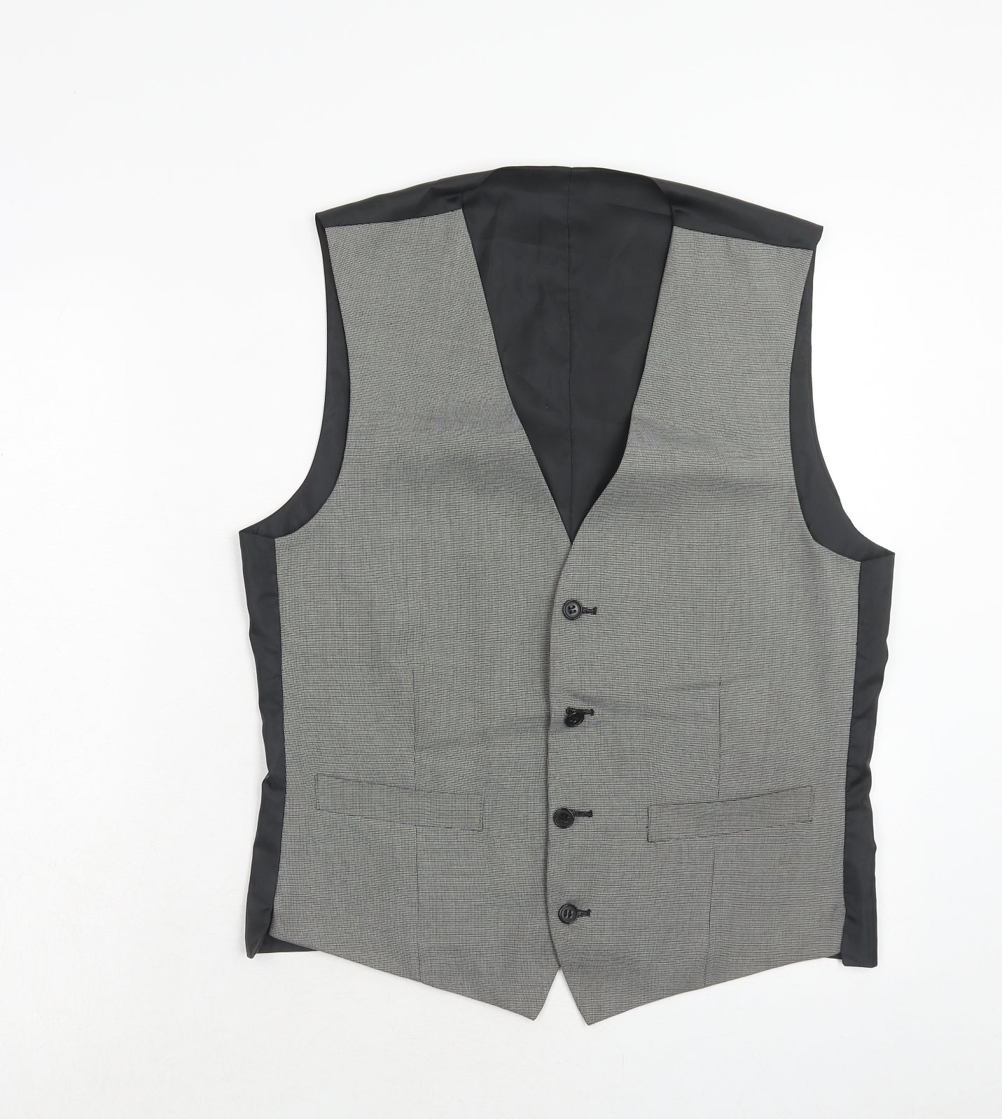 Marks and Spencer Mens Grey Polyester Jacket Suit Waistcoat Size 38 Regular