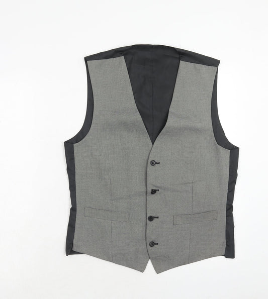 Marks and Spencer Mens Grey Polyester Jacket Suit Waistcoat Size 38 Regular