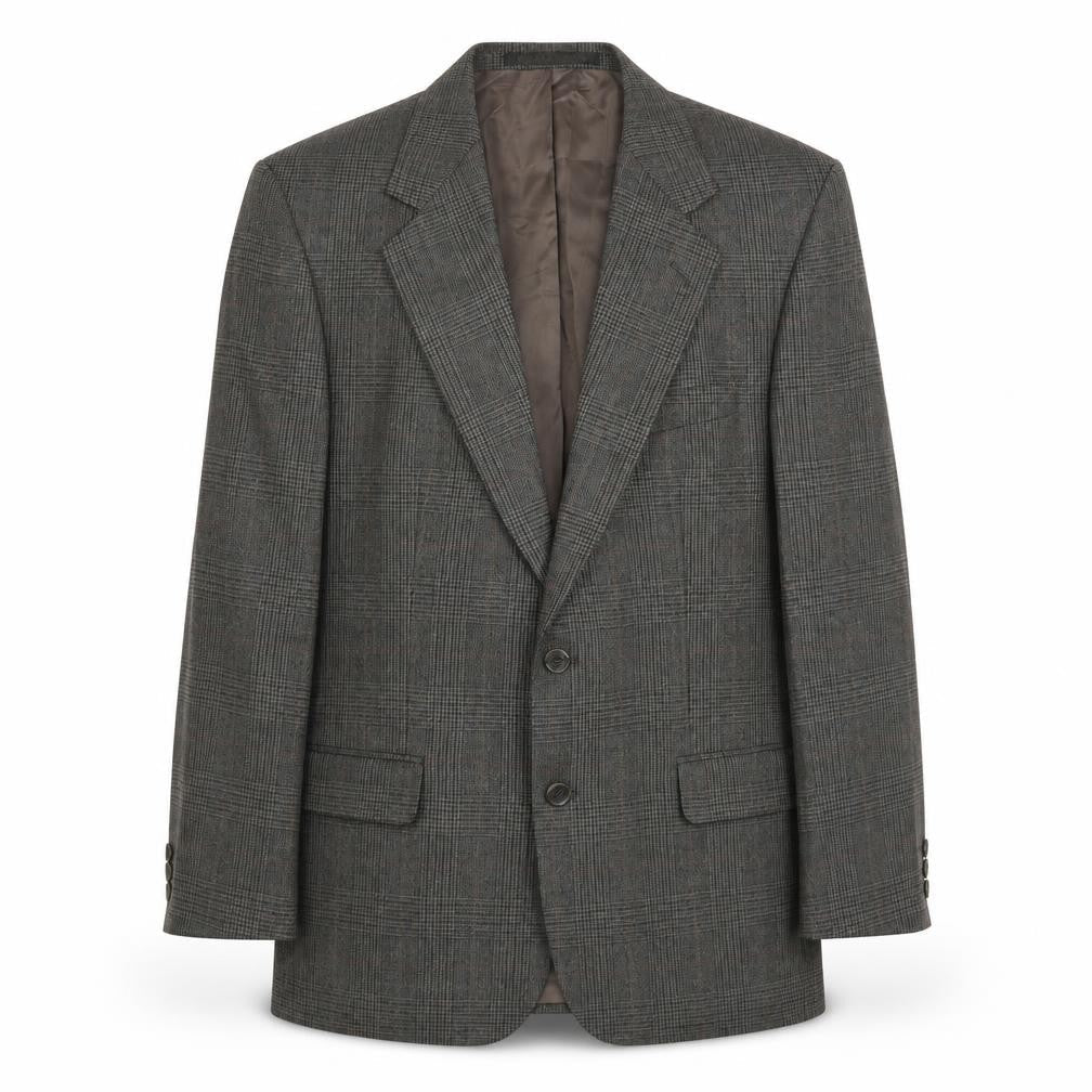 Marks & Spencer Mens Grey Plaid Wool Jacket Suit Jacket Size 42 Regular