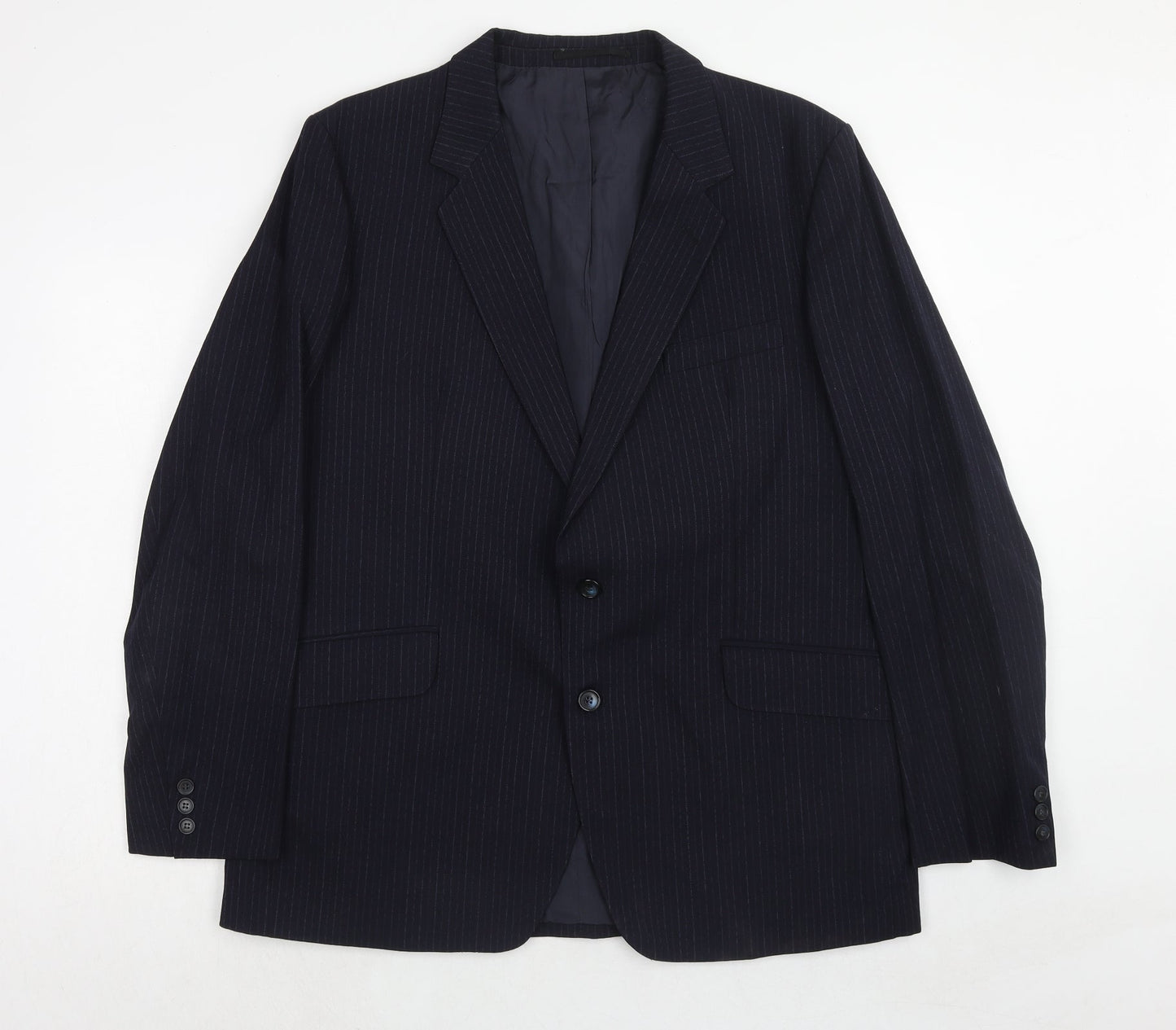 Varteks Mens Blue Striped Wool Jacket Suit Jacket Size 44 Regular