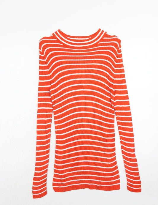 VILA Womens Red Round Neck Striped Viscose Pullover Jumper Size S