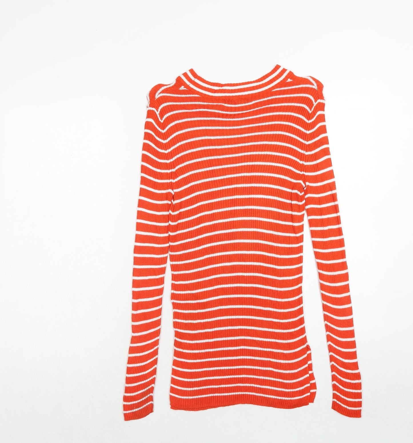 VILA Womens Red Round Neck Striped Viscose Pullover Jumper Size S