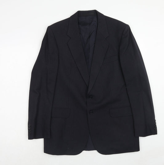 St Michael Mens Black Striped Polyester Jacket Suit Jacket Size 42 Regular
