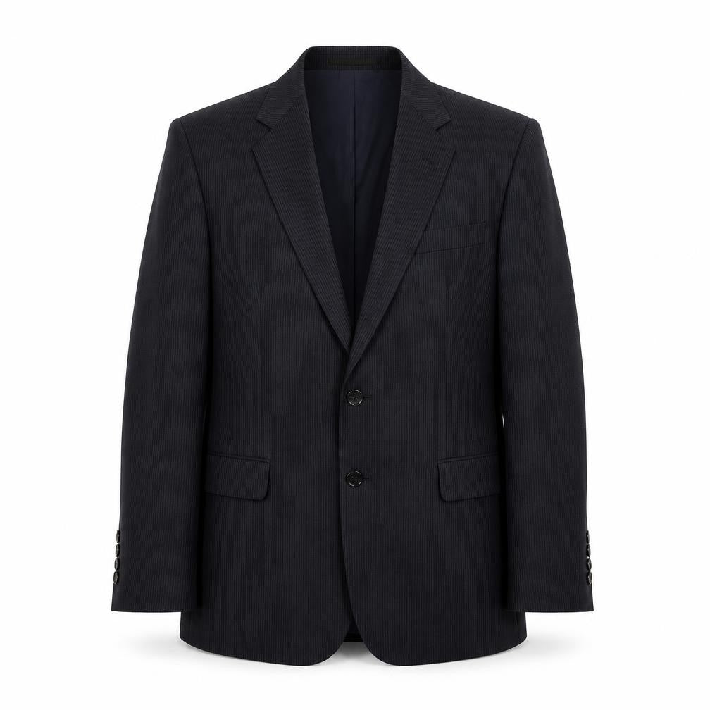 St Michael Mens Black Striped Polyester Jacket Suit Jacket Size 42 Regular