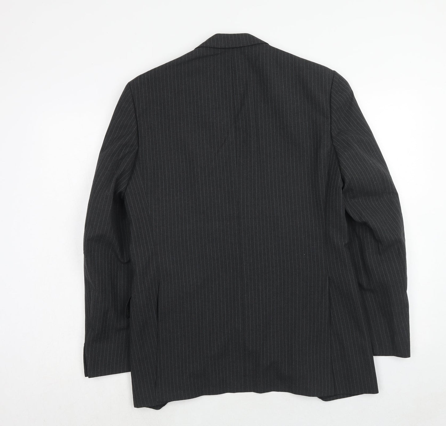 Varteks Mens Grey Striped Polyester Jacket Suit Jacket Size 38 Regular