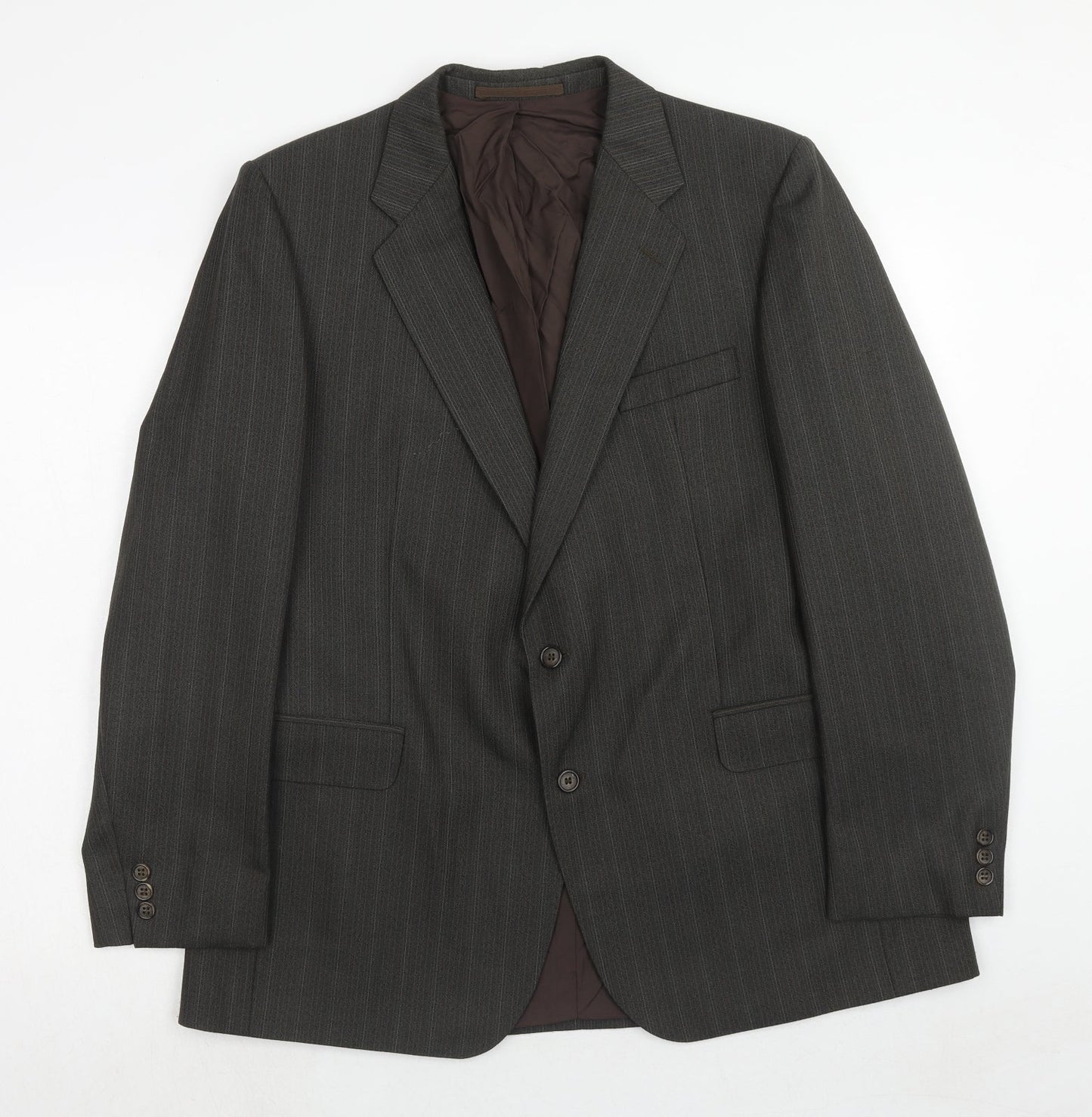 Westbury Mens Grey Striped Polyester Jacket Suit Jacket Size 44 Regular