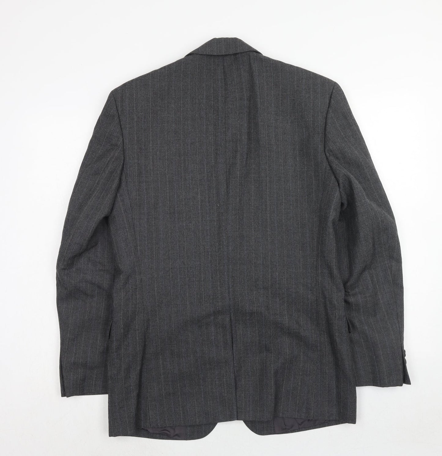 Burton Mens Grey Striped Polyester Jacket Suit Jacket Size 38 Regular