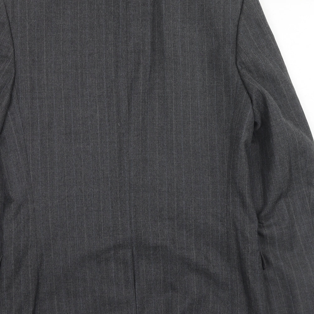 Burton Mens Grey Striped Polyester Jacket Suit Jacket Size 38 Regular