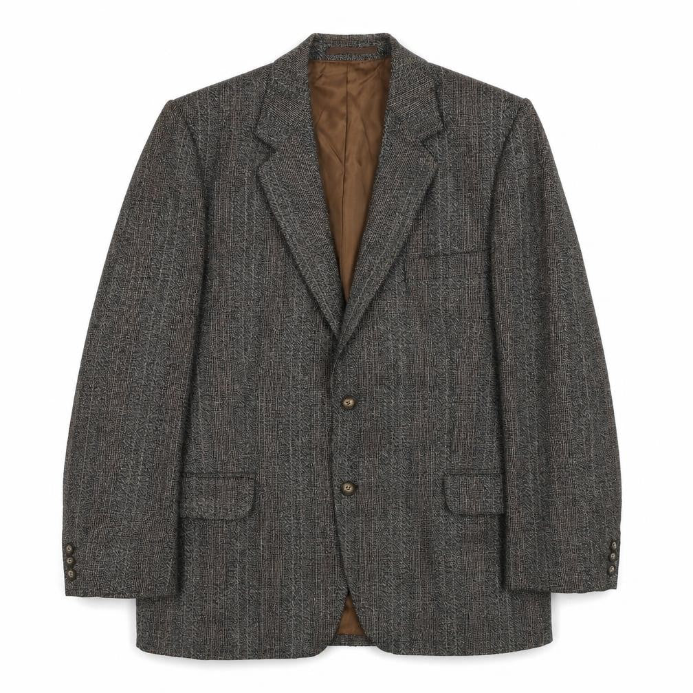 Preworn Mens Brown Striped Polyester Jacket Blazer Size 40 Regular